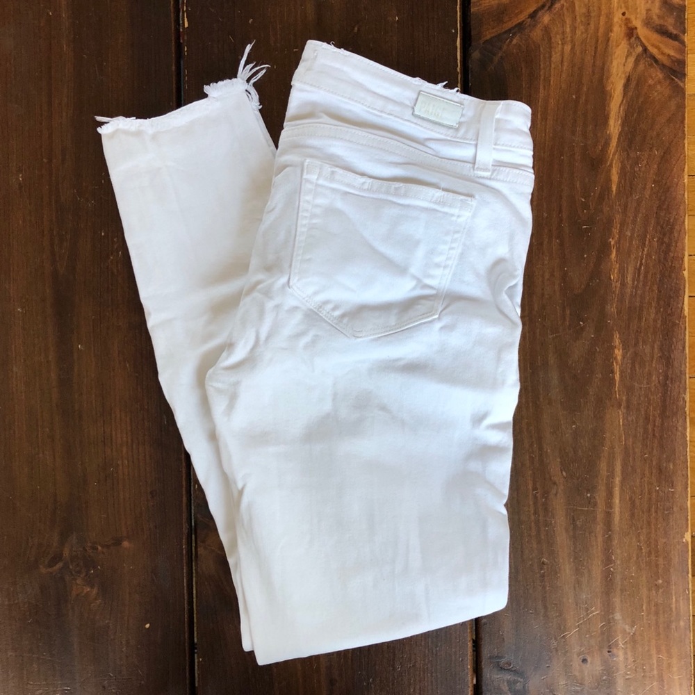 Paige distressed white Verdugo crop